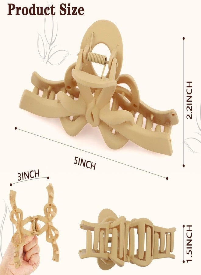 CUBACO 4 PCS Bow Hair Clips Bow Claw Clip for Women Large Hair Claw Clips for Thin Thick Hair Cute Hair Bows Clip for Women Girls Strong Hold Vintage Hair Styling Accessories (White,Khaki,Brown,Black) - Image 4